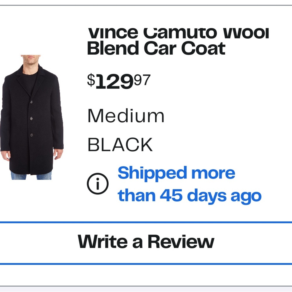 Vince Camuto Black Wool Blend Car Coat